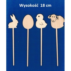 Jajko, baranek, kurczak, zajączek na patyku   wysokość  18cm /  komplet 4szt  / SKLEJKA #3mm